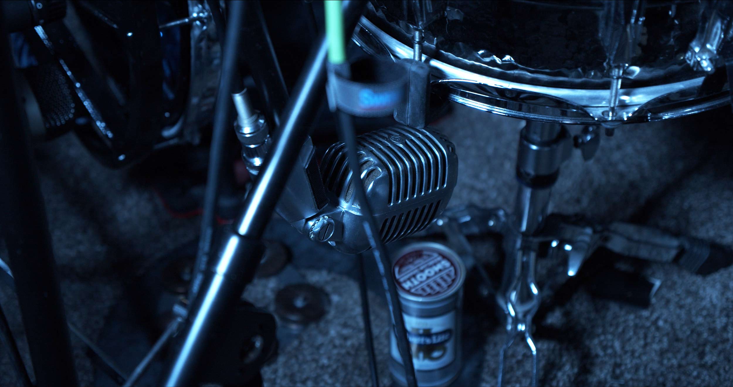 Vintage recording gear in blue light
